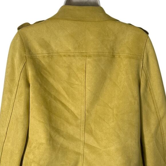 Philosophy Faux Suede Open Front Moto Style Jacket Yellow Size S - Picture 10 of 11